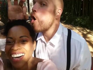 Sexy interracial couple dances & flashes pussy @SiaBigSexy